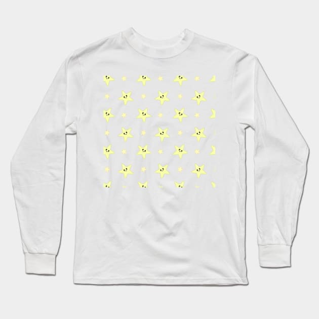 Kawaii Cute Star Pattern Long Sleeve T-Shirt by Kelly Gigi